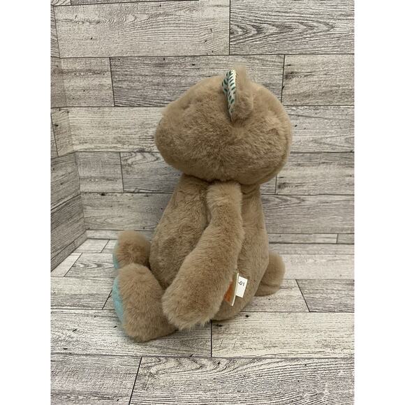 B Softies Teddy Bear Plush Cara-Mellow 11" Brown w/ Blue Paws Soft Stuffed Toy - Picture 4 of 9